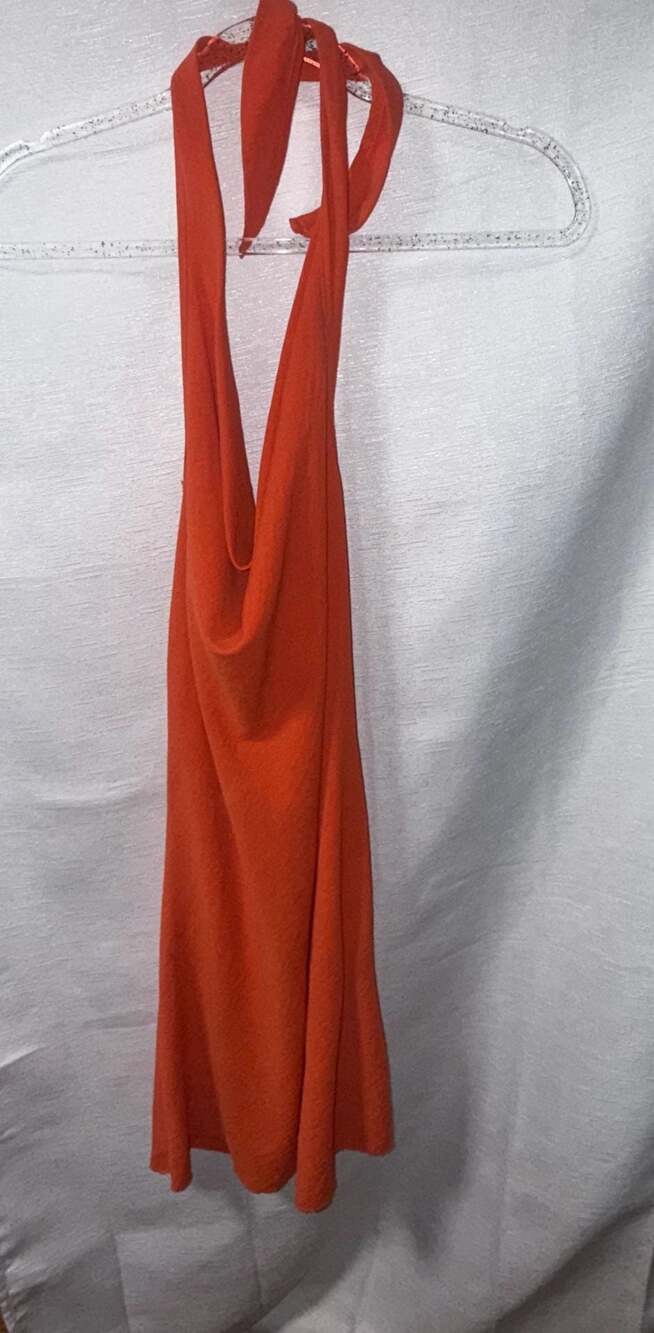 See You Monday Los Angeles Women's Orange Halter Neck Cowl Mini Dress